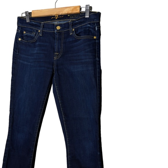 7 for all Mankind ‘The Cropped Skinny’ Blue Denim Stretch Jeans Size 28 - Picture 4 of 8